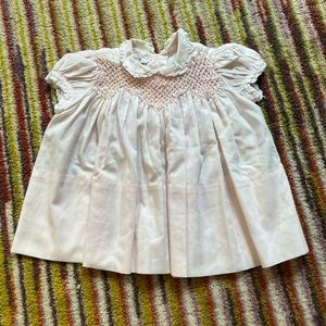 Polly Flinders Vintage Soft Pink Hand Smocked Blouse w/ Flowers & lace detailing